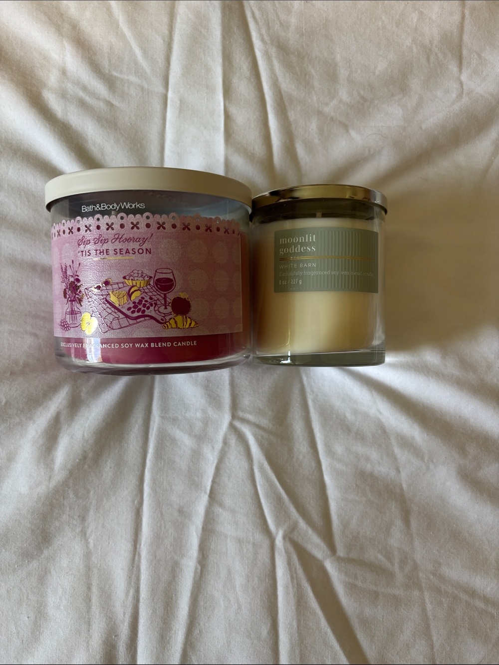 Bath & Body Works Candles Tis the season 3 wick & Moonlit Goddess 1 wick